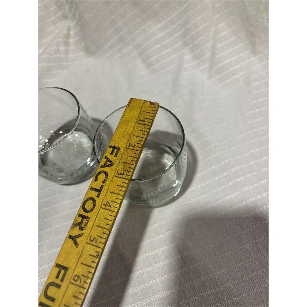Set of 2 Jim Beam Frosted Logo‎ 8 Oz Lowball Whiskey Glasses